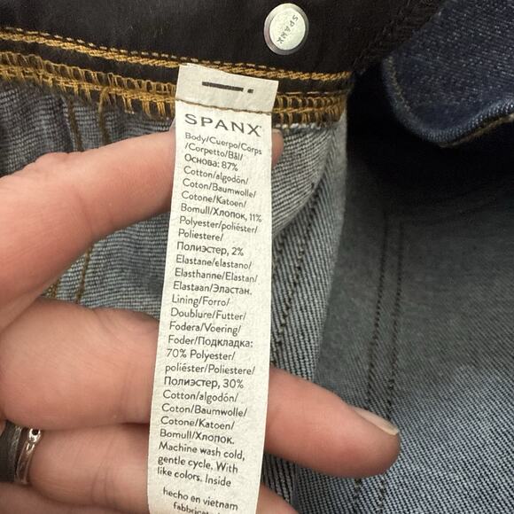 SPANXshape Spanx EveryWear Kick Flare Jeans Women XL Raw Indigo Dark Wash Denim - Picture 10 of 13